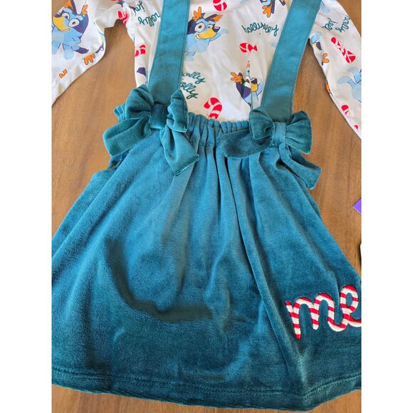 Toddler Girls' Bluey Christmas 2pc Long Sleeve Top and Skirtall Set - Green 2T - Picture 7 of 9